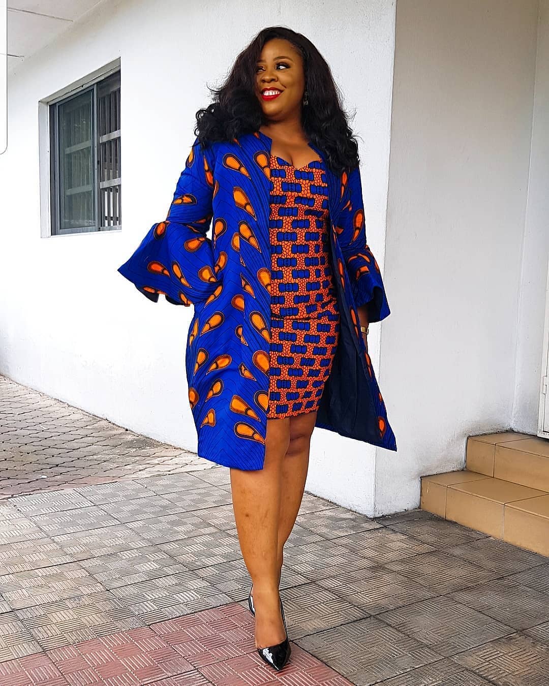 ankara kimono jacket with skirt